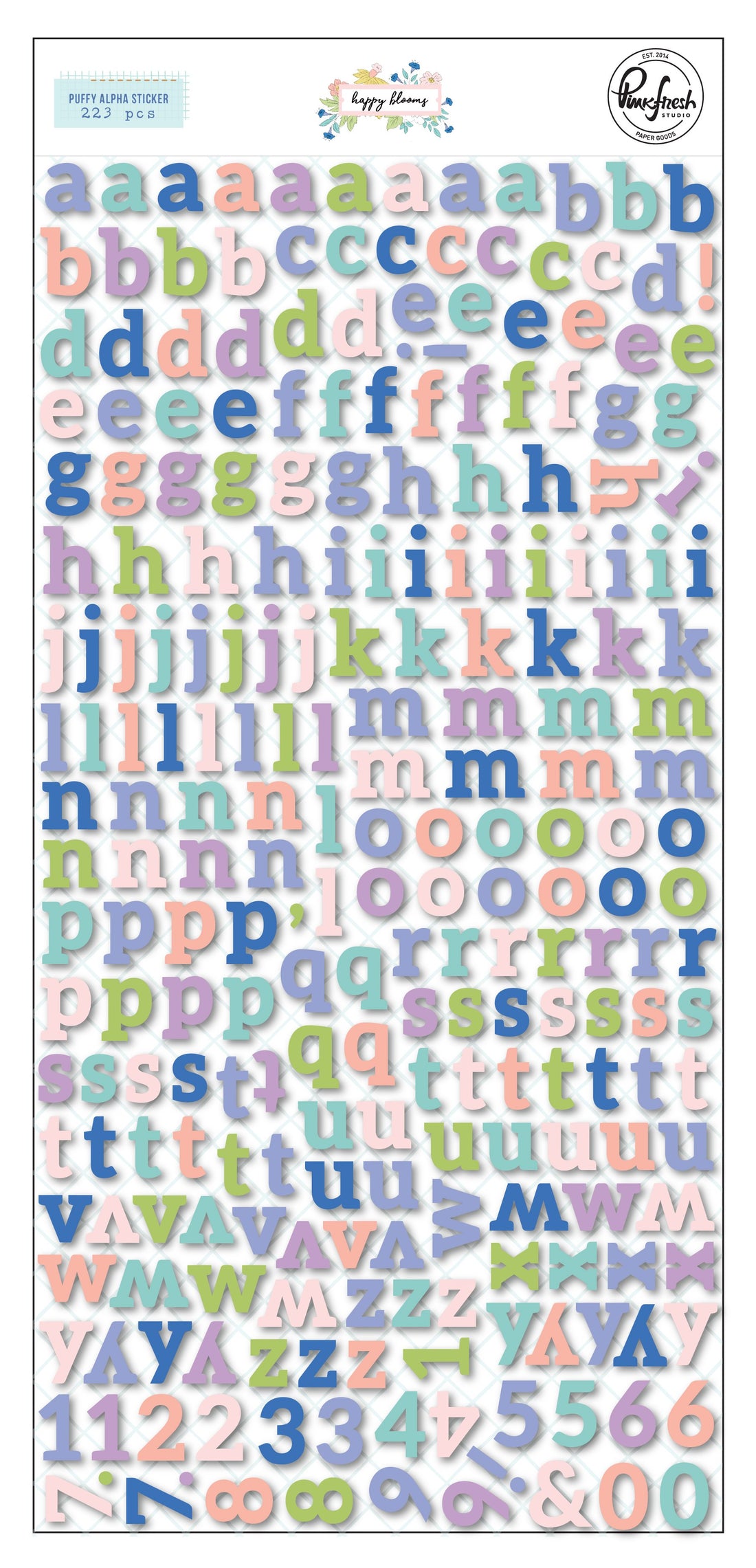 Pinkfresh Studio Happy Bloom PUFFY ALPHABET STICKERS 223pc Scrapbooksrus