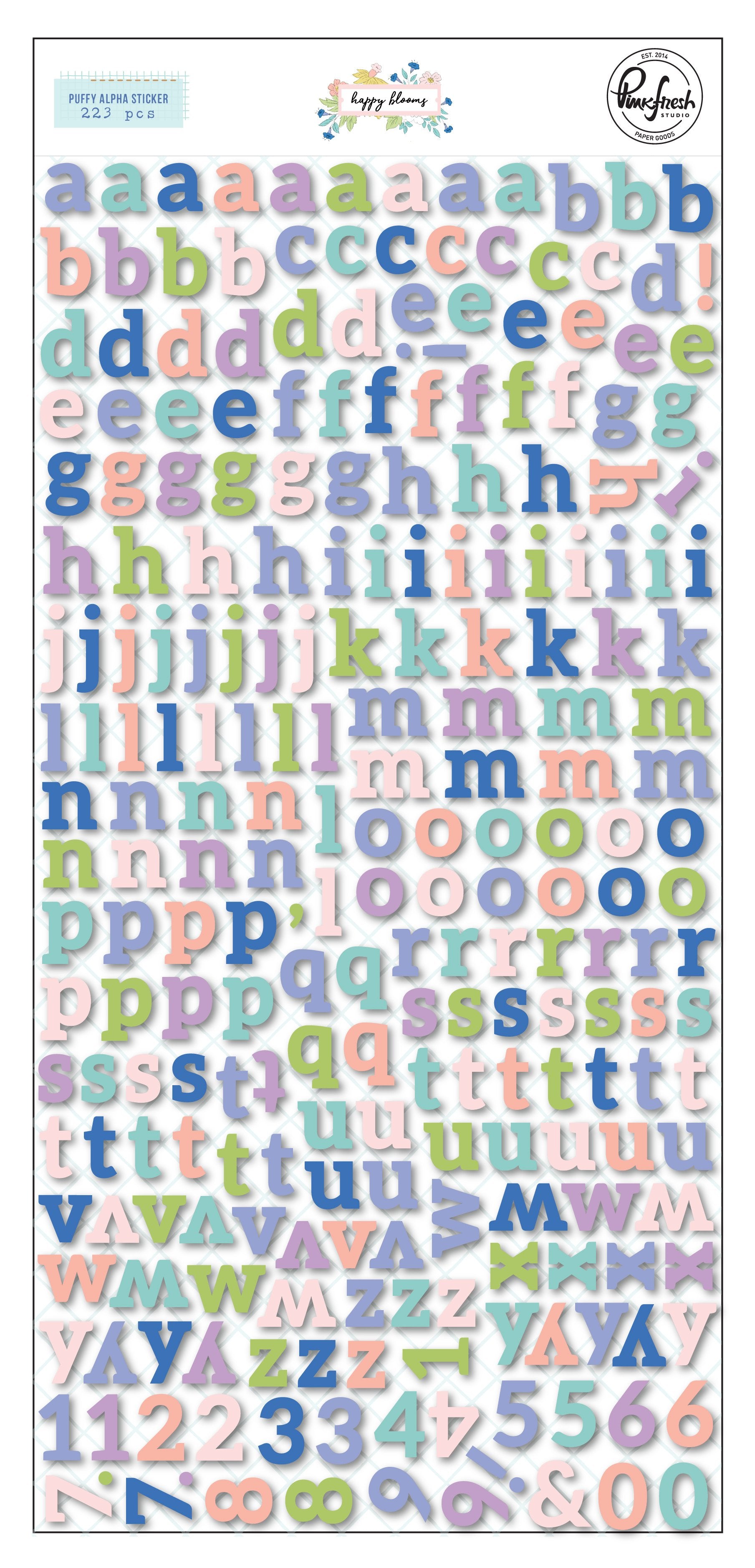 Pinkfresh Studio Happy Bloom PUFFY ALPHABET STICKERS 223pc Scrapbooksrus 