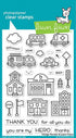 Lawn Fawn VILLAGE HEROES Clear Stamps 29pc Scrapbooksrus 