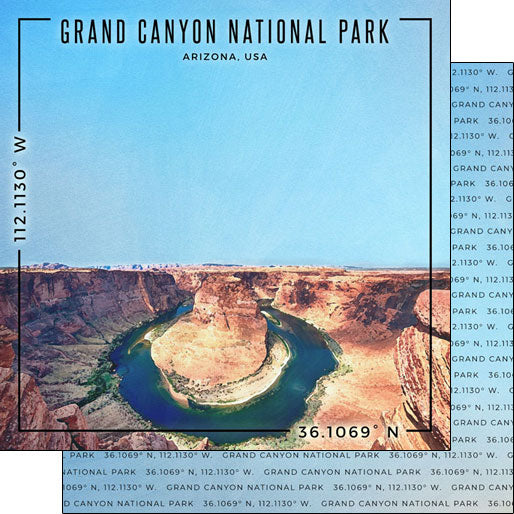 USA Arizona GRAND CANYON Coordinates DS 12x12” Paper Scrapbooksrus