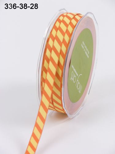 May Arts 1/4&quot; DIAGONAL STRIPE Ribbon 1 yard yd - Scrapbook Kyandyland