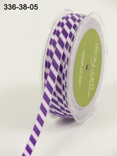 May Arts 1/4&quot; DIAGONAL STRIPE Ribbon 1 yard yd - Scrapbook Kyandyland