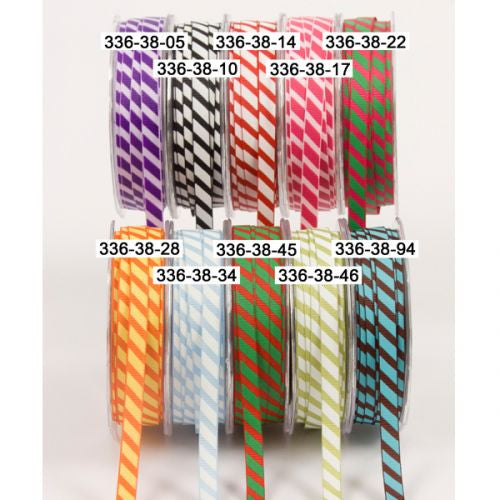 May Arts 1/4&quot; DIAGONAL STRIPE Ribbon 1 yard yd - Scrapbook Kyandyland