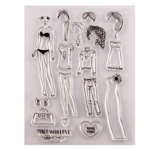 DRESS UP GIRL Clear Acrylic Stamp Set 20pc