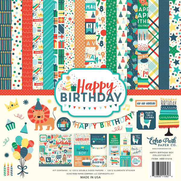 Echo Park HAPPY BIRTHDAY BOY 13pc 12”x12” Collection Kit Scrapbooksrus