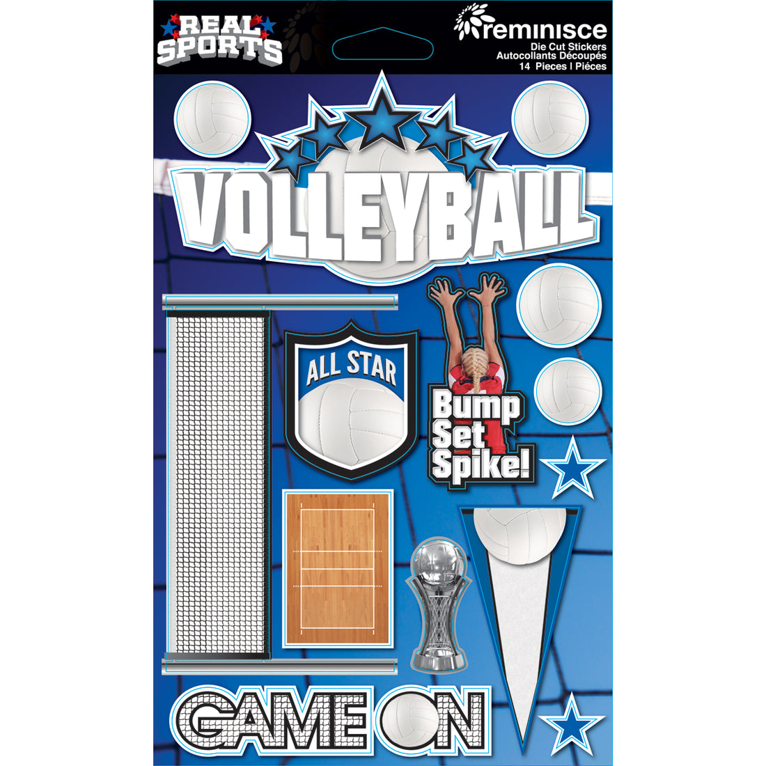 VOLLEYBALL Reminisce Real Sports 3D Stickers 14pc Scrapbooksrus 