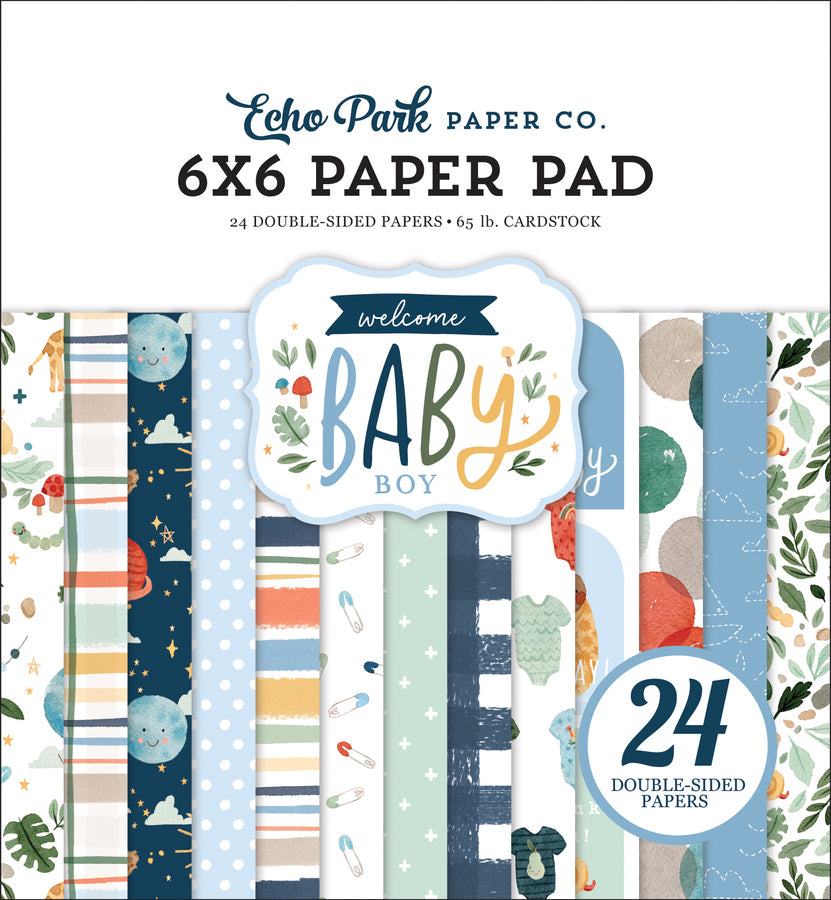 Echo Park 6”x6” BABY BOY 24pc Paper Pad Scrapbooksrus