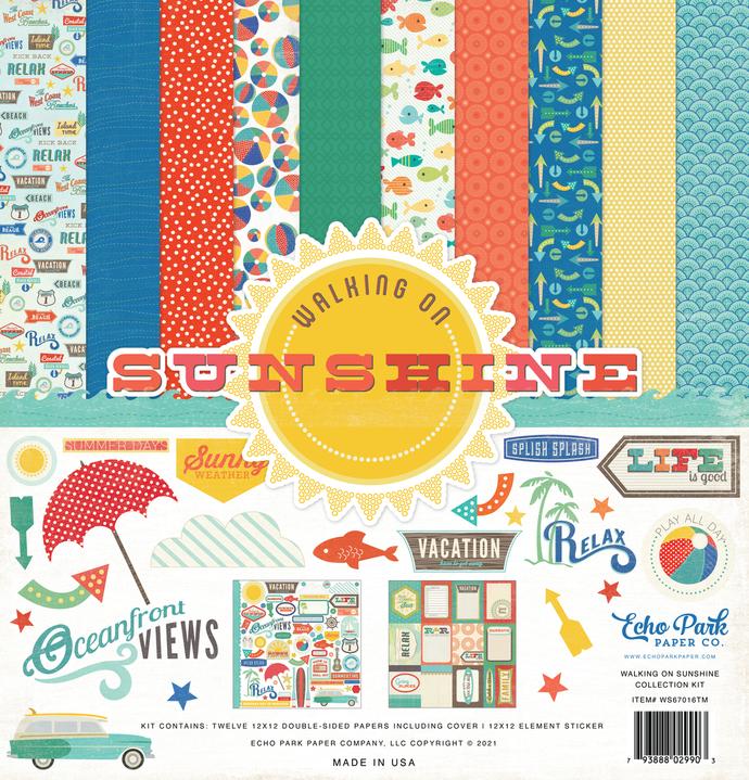 Echo Park  12&quot;x12&quot; WALKING ON SUNSHINE 13pc COLLECTION KIT Scrapbooksrus 