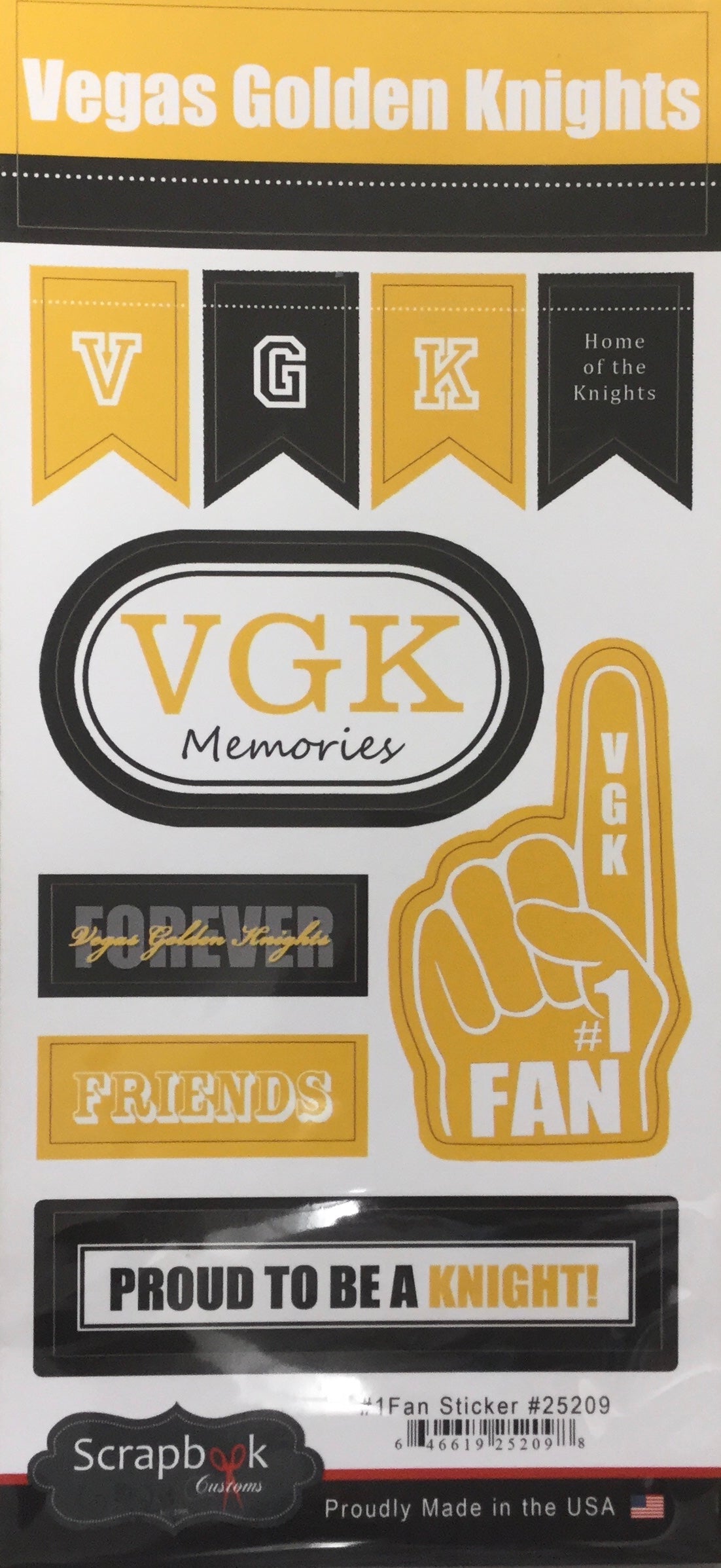 VEGAS GOLDEN KNIGHTS 6&quot;X12&quot; Fan Stickers Scrapbook Customs Scrapbooksrus 