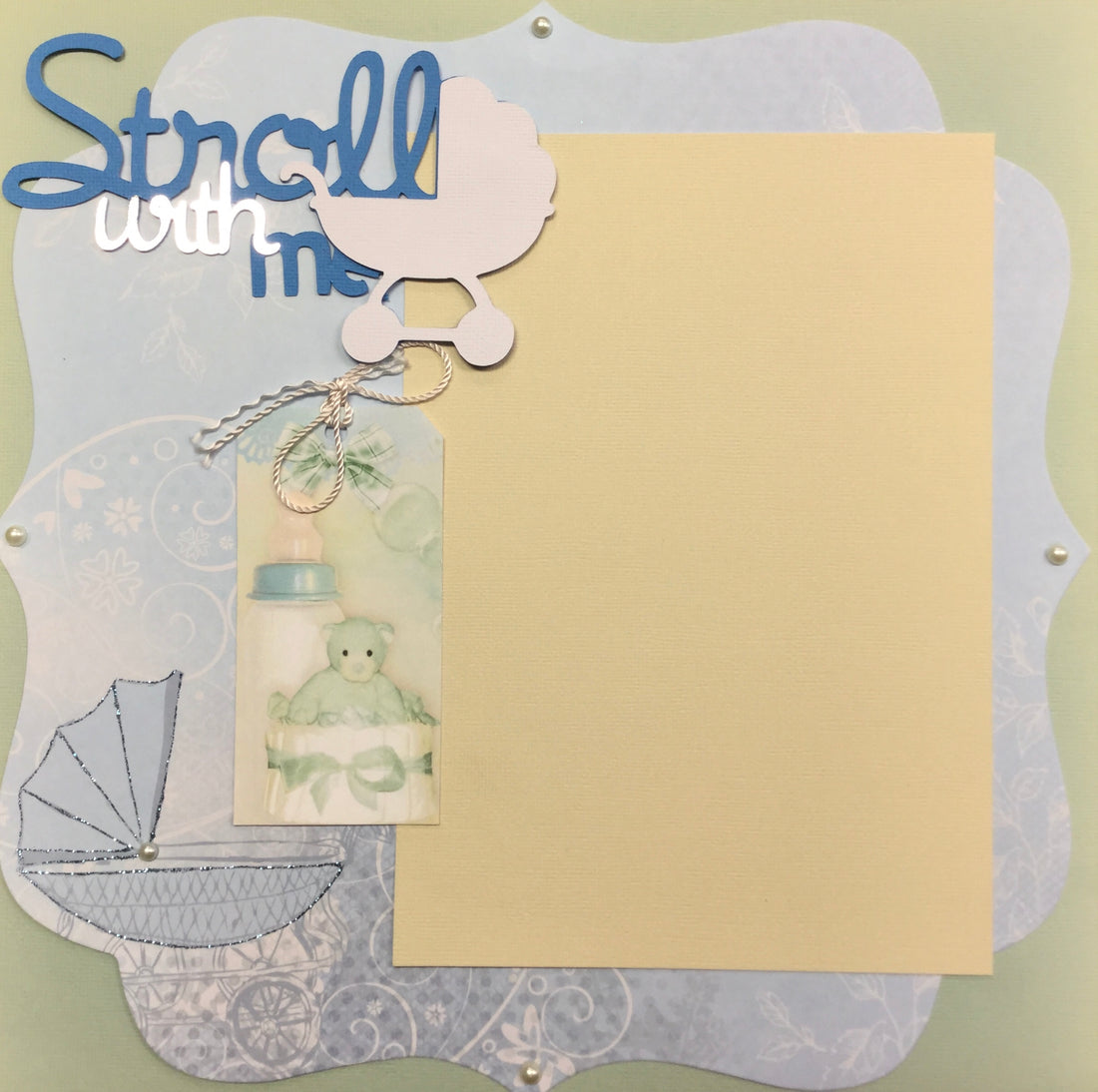 Premade Scrapbook Page STROLL WITH ME (1) 12"x12" Baby Boy Layout Scrapbooksrus