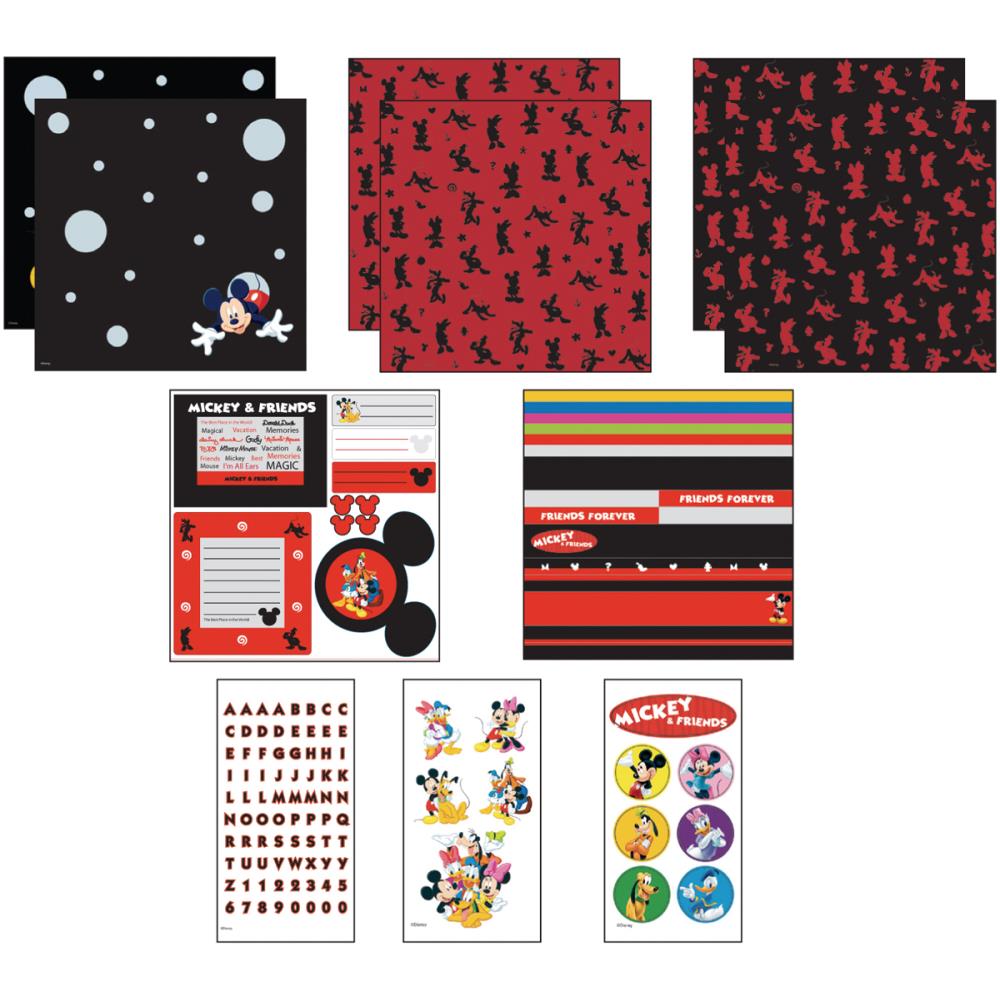 Disney MICKEY &amp; FRIENDS 12”x12” Scrapbook Page Kit