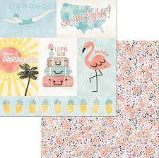 Bo Bunny ESCAPE TO PARADISE Collection 12x12 Scrapbook Paper Scrapbooksrus 