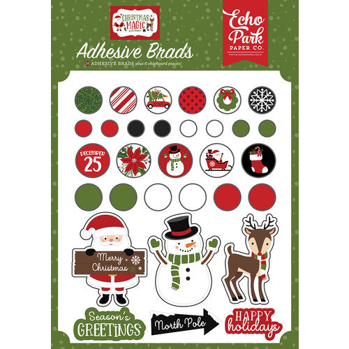 Echo Park CHRISTMAS MAGIC Decorative Brads 25pc Scrapbooksrus
