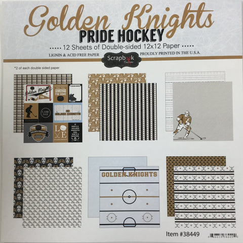 Golden Knights PRIDE HOCKEY KIT Gold 12"X12" Scrapbook Paper 12 Sheets