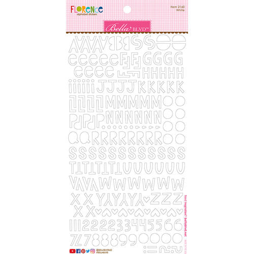 Bella Blvd Florence Alphabet Stickers WHITE Scrapbooksrus 