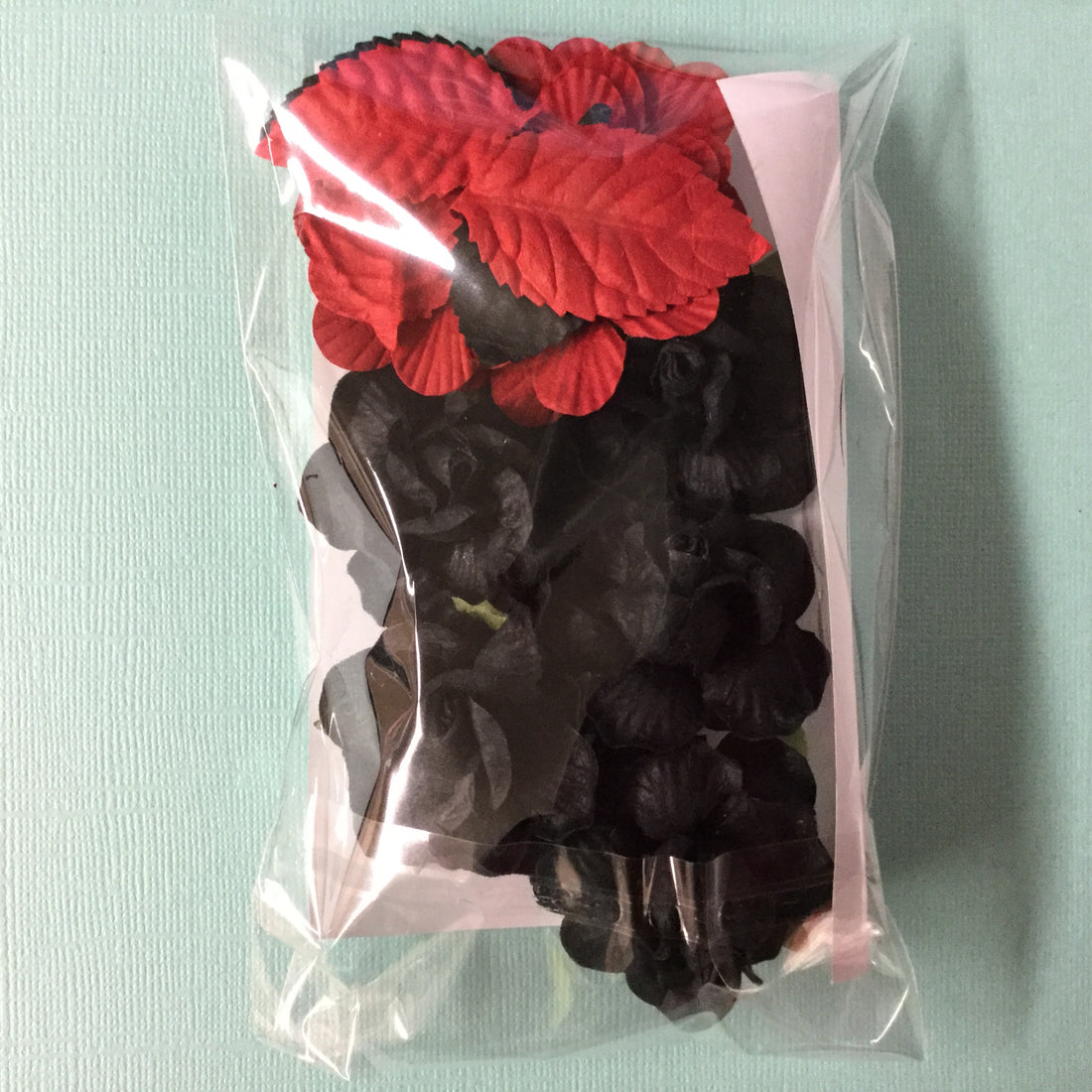 Black Roses Red Flowers and Leaves 20 pc Scrapbooksrus