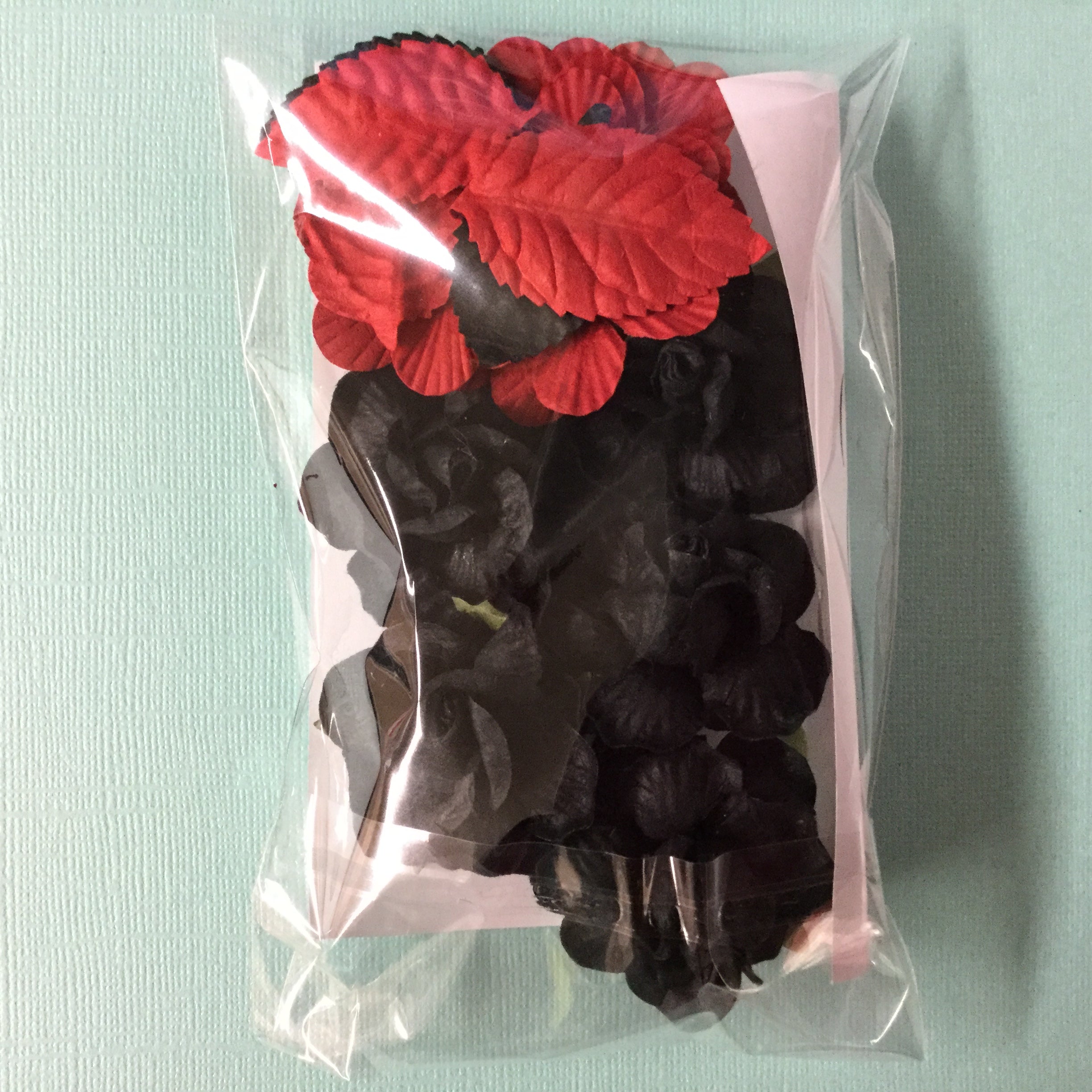 Black Roses Red Flowers and Leaves 20 pc Scrapbooksrus 