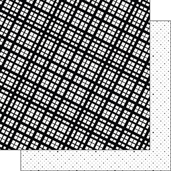 B&amp;W SHAPES PLAID &amp; DOTS BE SQUARE 12x12 Scrapbook Paper Scrapbooksrus 