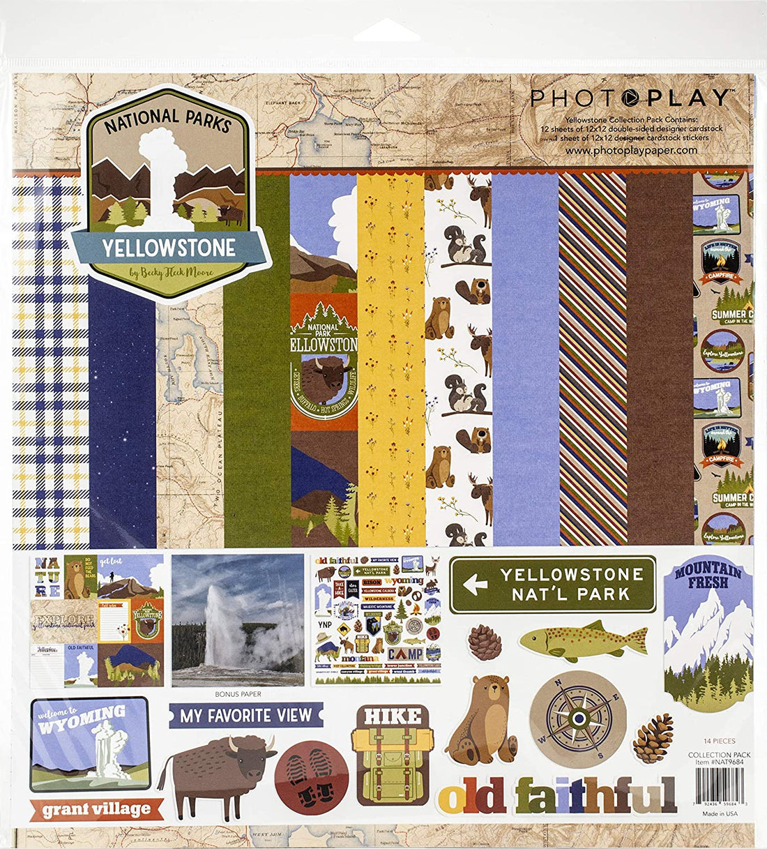 Photoplay National Paris YELLOWSTONE 12X12 Paper Collection Pack Scrapbooksrus