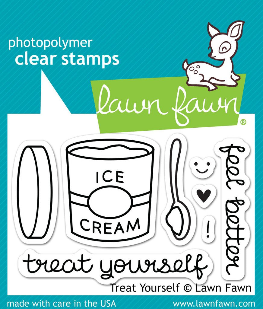 Lawn Fawn TREAT YOURSELF Clear Stamps 8pc