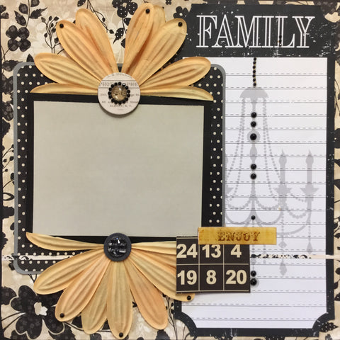 Premade Page FAMILY CHANDELIER (1) 12”x12" Scrapbook Layout Scrapbooksrus 