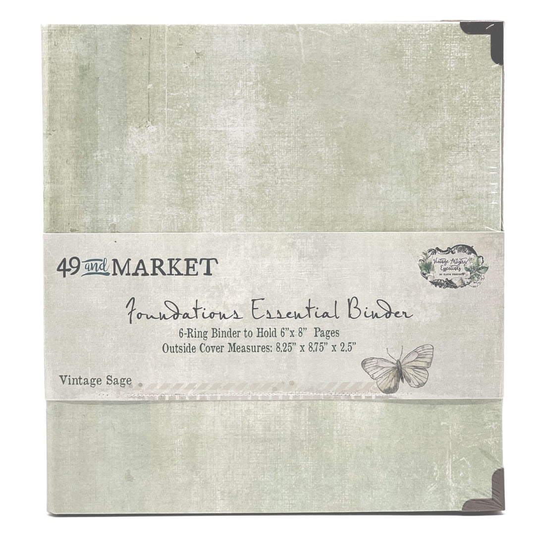 49 and Market Foundations Essential Binder VINTAGE SAGE 8”X8” Scrapbooksrus 