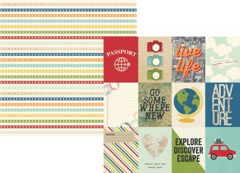 Simple Stories Travel Notes 3x4 ELEMENTS 12x12 Scrapbook Paper Scrapbooksrus 