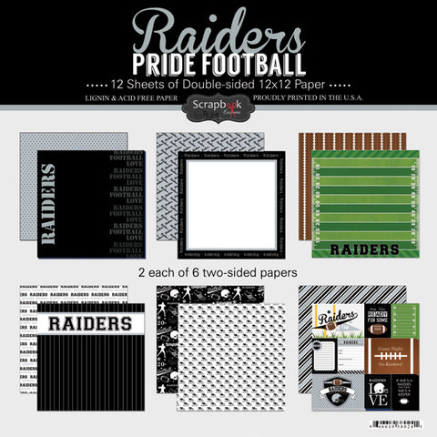 RAIDER PRIDE FOOTBALL 12"X12" Scrapbook Paper Kit 12 Sheets Scrapbooksrus 