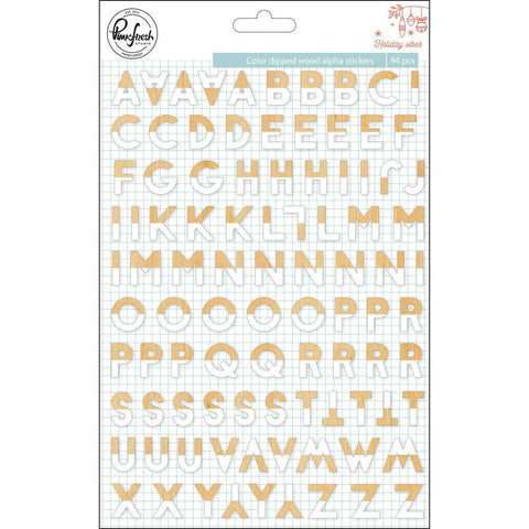 Pinkfresh Studio Holiday Vibes COLOR DIPPED WOOD ALPHA STICKERS 94 pcs Scrapbooksrus 