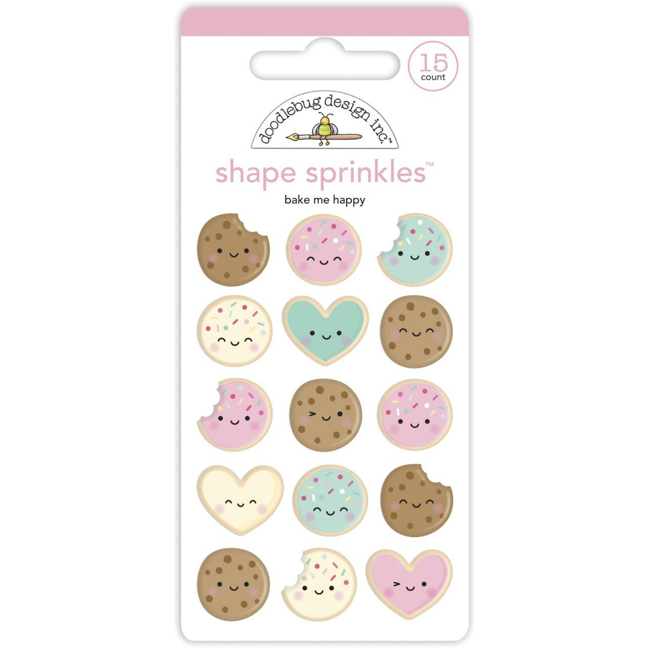 Doodlebug  BAKE ME HAPPY Shape Sprinkles 15pc Scrapbooksrus 