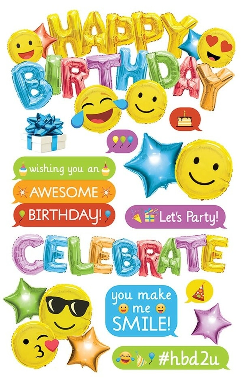 Paper House EMOJI BIRTHDAY 3D Stickers 13pc Scrapbooksrus 