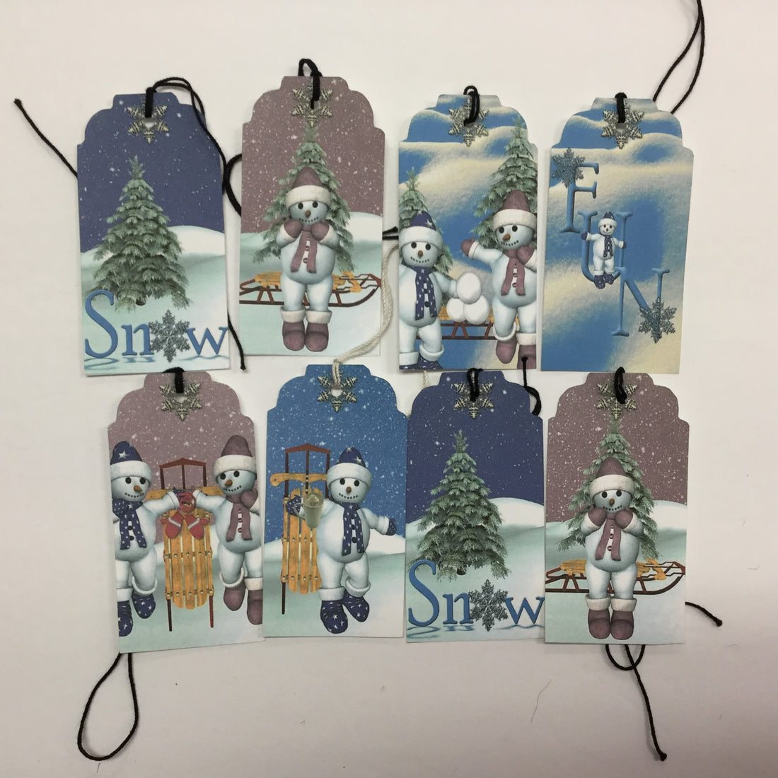 Tags &amp; Ephemera 8pc WINTER SNOW Snowman Fun Scrapbooksrus 