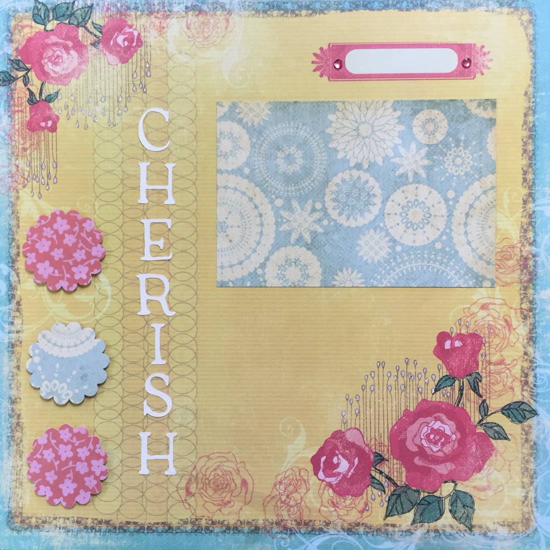 Premade Scrapbook Page CHERISH (1) 12&quot;x12&quot; Scrapbooksrus 