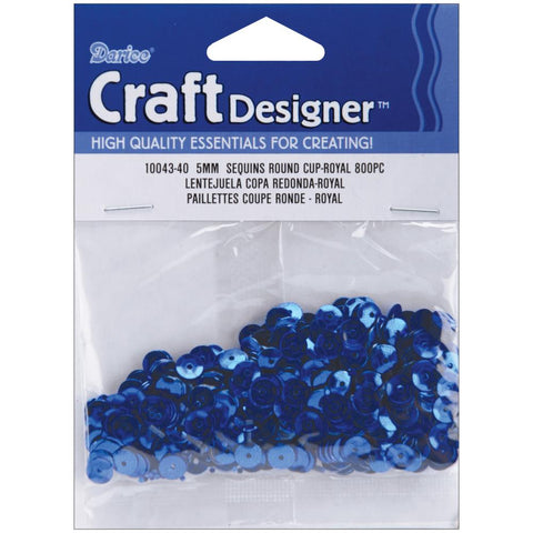 Darice Sequins ROYAL BLUE 5mm 800pc Round Cup