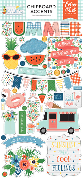 Echo Park 6"x12" SUMMERTIME Chipboard Accents 40pc Scrapbooksrus