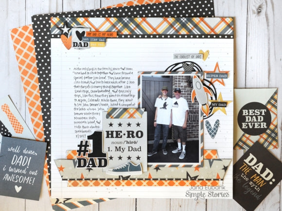 Simple Stories Dad Life MY HERO 12x12 Scrapbook Paper Scrapbooksrus 