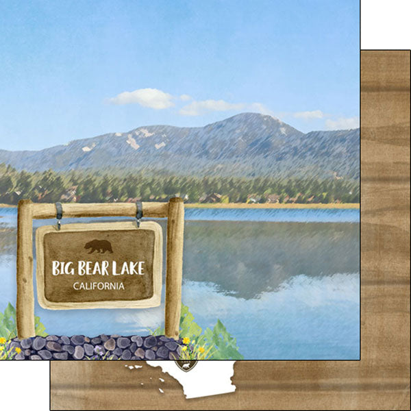 BIG BEAR LAKE PARK Watercolor 12&quot;X12&quot; Paper Scrapbooksrus 