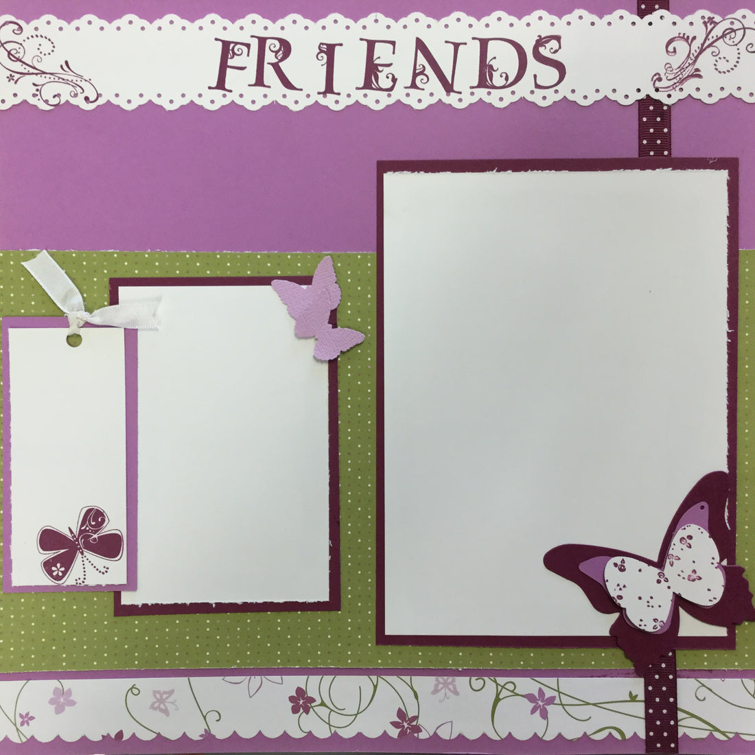 Premade Page BUTTERFLY FRIENDS (2) 12X12 Scrapbook @Scrapbooksrus