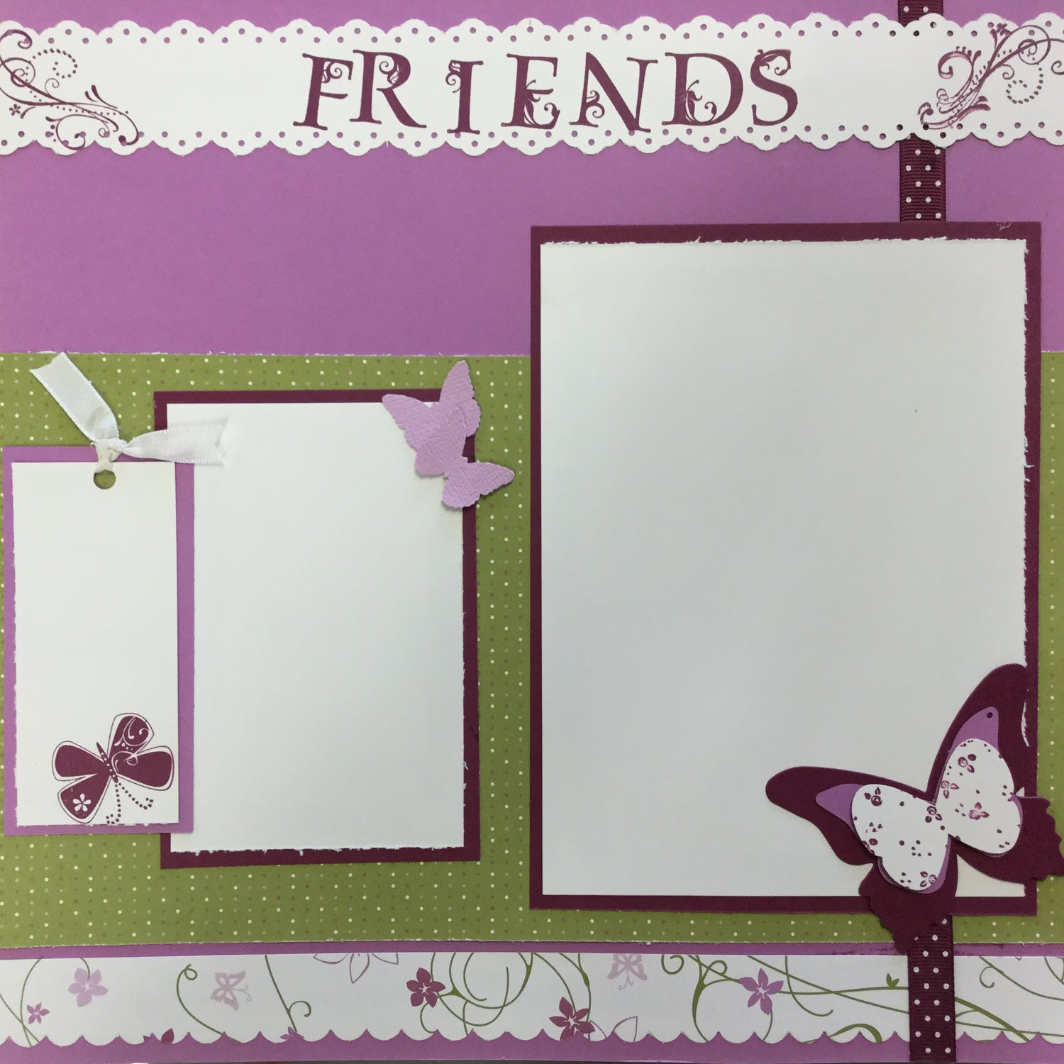 Premade Page BUTTERFLY FRIENDS (2) 12X12 Scrapbook @Scrapbooksrus 