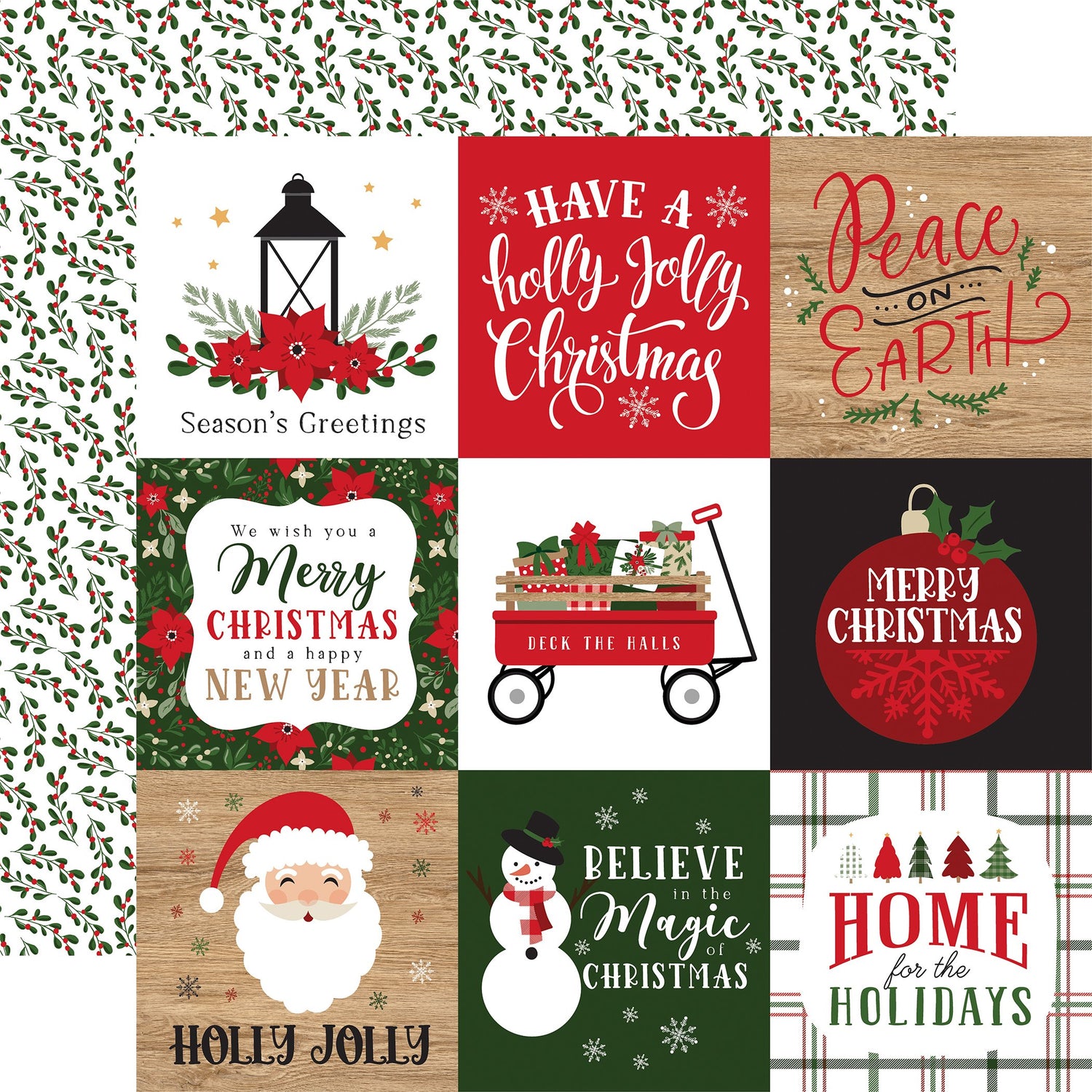 Echo Park Jingle All The Way 4x4 JOURNALING CARDS 12”x12” Scrapbook Paper Scrapbooksrus 