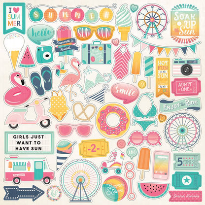 Echo Park Summer Dreams ELEMENT STICKERS 12”X12” Sheet Scrapbooksrus 