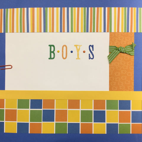 Premade Pages BOYS 12"X12" Scrapbook Page Scrapbooksrus 