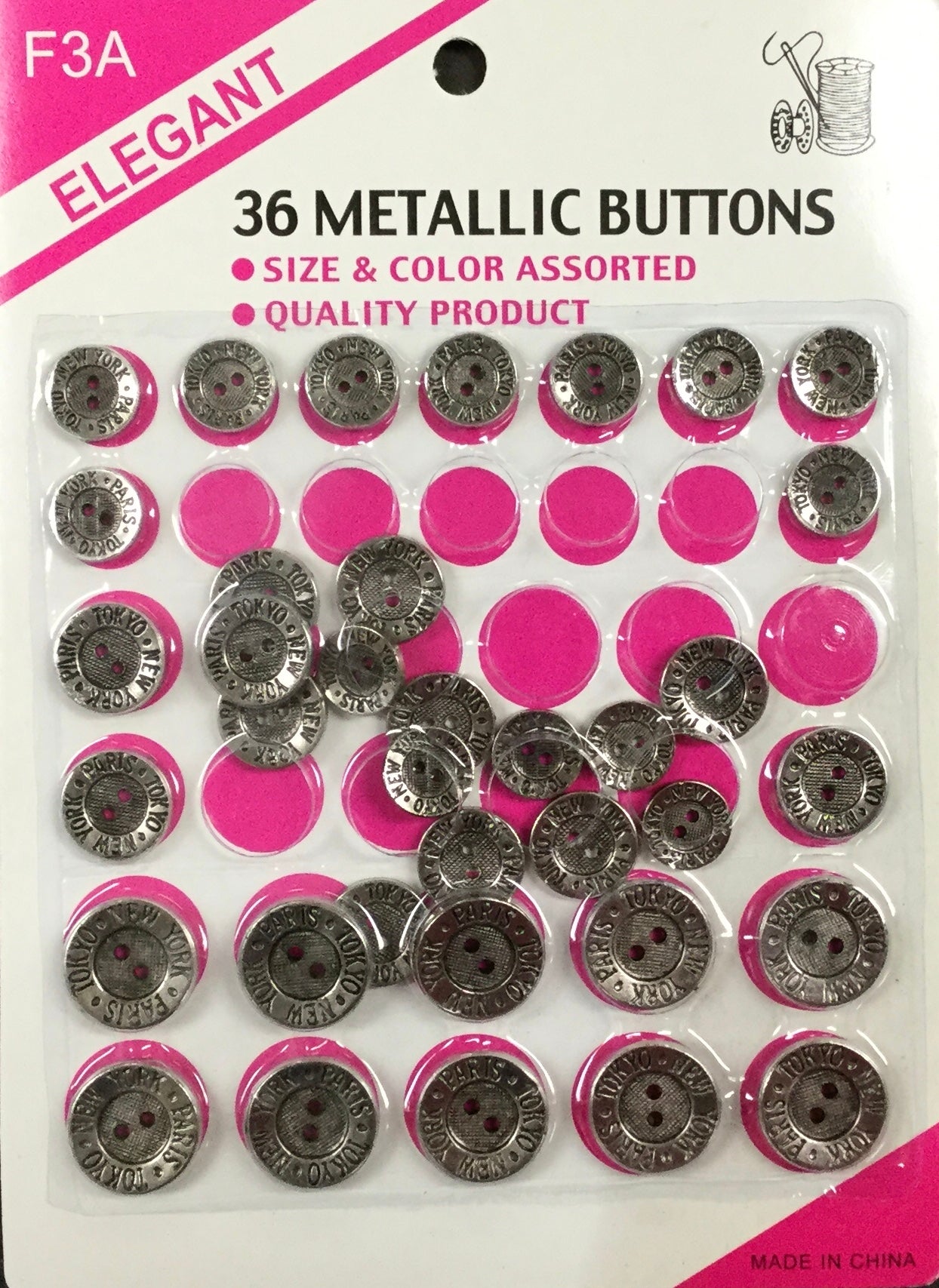 F3A Elegant Metallic Buttons 36pc Scrapbooksrus 