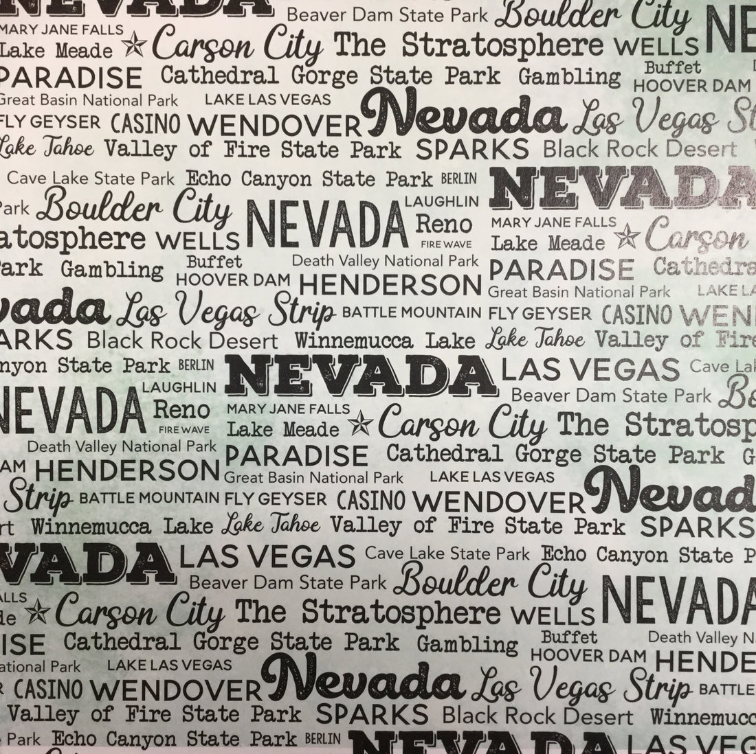 NEVADA POSTAGE MAP - GREEN Double Sided 12&quot;X12&quot; Scrapbook Travel Paper Scrapbooksrus 