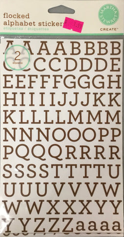 Martha Stewart Flocked Alphabet Letter Stickers BROWN Scrapbooksrus 