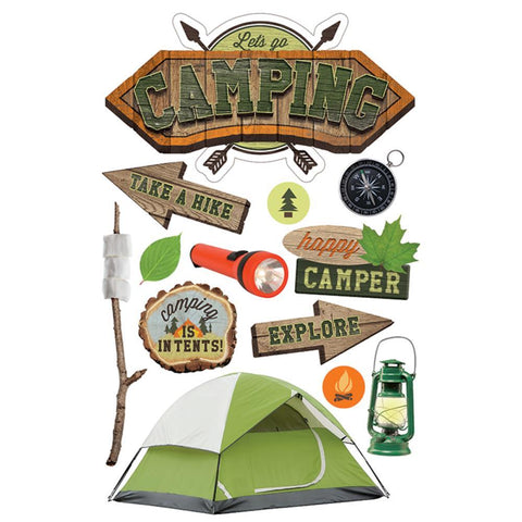Paper House 3D LET’S GO CAMPING Stickers 13pc Scrapbooksrus 