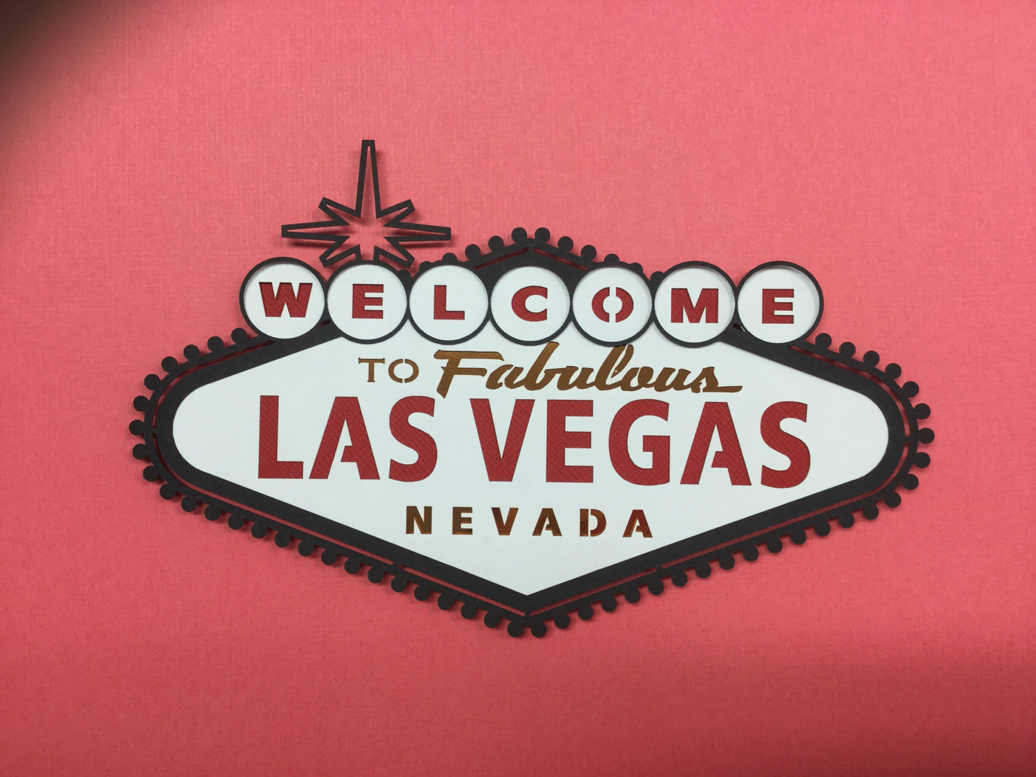 Welcome LAS VEGAS SIGN LAYERED COPPER Foil Travel Laser Cut