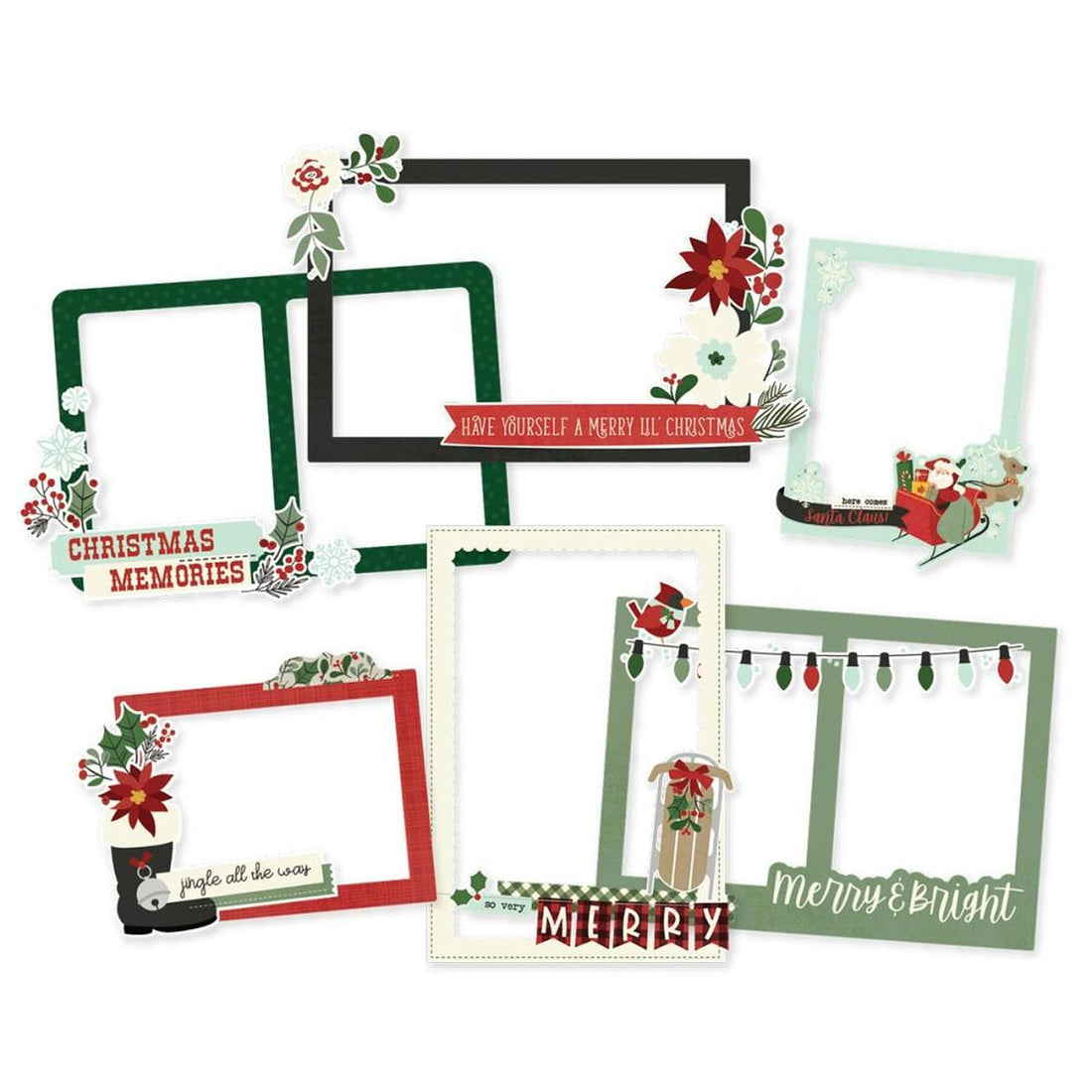 Simple Stories JINGLE ALL THE WAY Chipboard Frames 6pc. Scrapbooksrus
