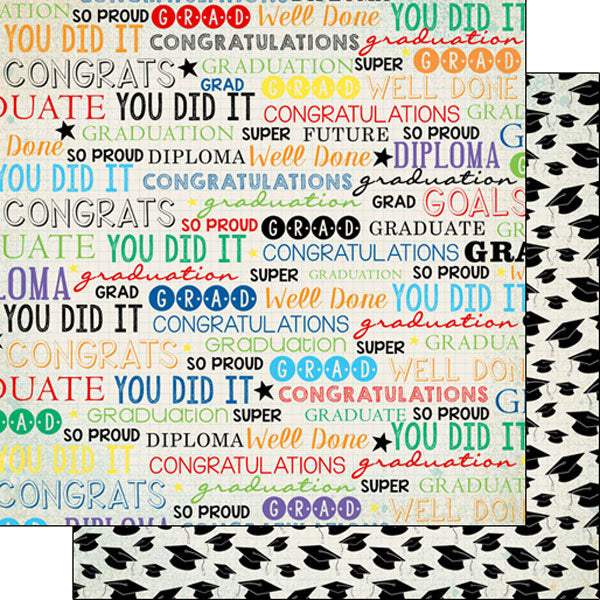 COLORFUL GRADUATION WORDS 12"X12" Scrapbook Customs Paper Scrapbooksrus
