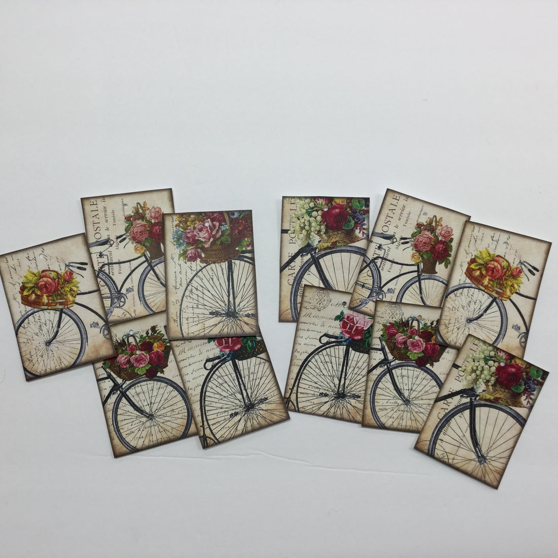 Tags &amp; Ephemera 11 VINTAGE ROSE BICYCLE TAGS Scrapbooksrus 